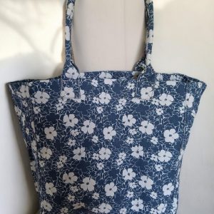 Escandelle - Sac à motifs fleuris bleu et blanc