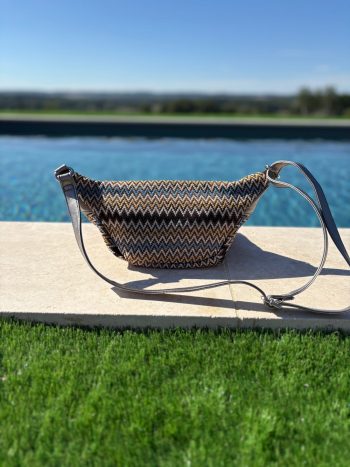 Sac banane simili cuir et tissu argenté – Image 8
