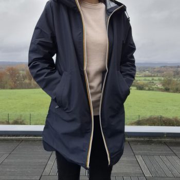 Melya Melody - Manteau mi long sous les fesses léger imperméable sans doublure bleu marine