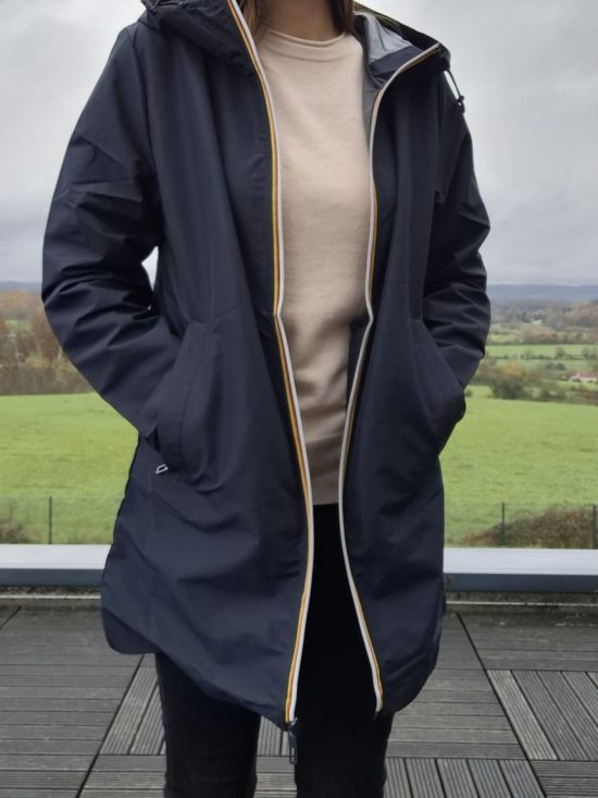 Melya Melody - Manteau mi long sous les fesses léger imperméable sans doublure bleu marine
