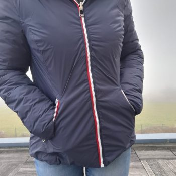 Doudoune courte réversible imperméable bleu marine réversible matelassé bleu marine avec capuche