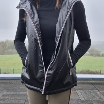 Attrait Paris - Veste sans manche fourré et imperméable avec capuche noir