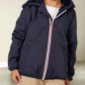 Laura Jo - ENFANT (Mixte) Imperméable court doublé en fausse fourrure bleu marine