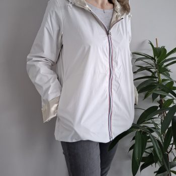 Laura Jo - Imperméable réversible court sans garnissage ouate mi-saison couleur blanc/doré