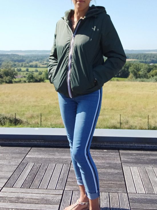 Laura Jo - Manteau court imperméable fourré couleur vert forêt