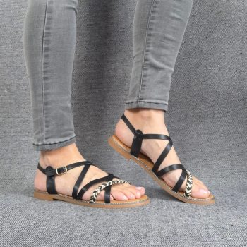 Sandales à brides tressées couleur noire