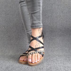 Sandales à brides tressées couleur noire