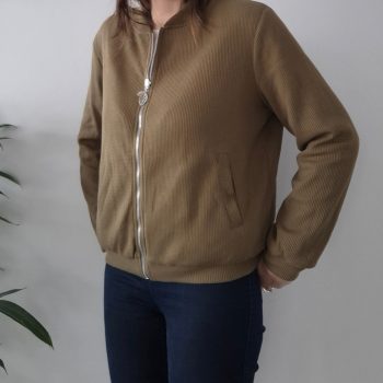 Veste bombers zippée kaki liberty rose