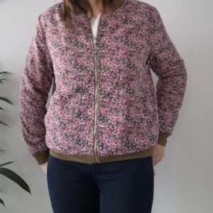 Veste bombers zippée kaki liberty rose