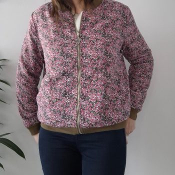 Veste bombers zippée kaki liberty rose