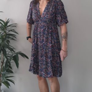 Robe mi longue col V marque Escandelle