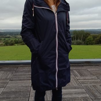 Laura Jo - Parka manteau bleu marine imperméable long fine doublure