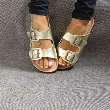 Chaussures sandales 2 brides doré style Birk