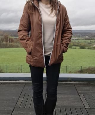 Melya Melody - Manteau court fourré imperméable légerement cintré camel