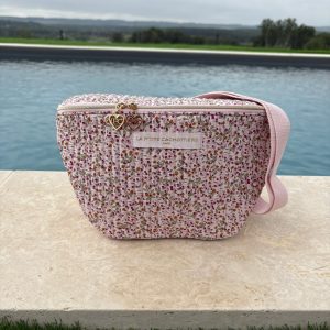 Sac banane en coton matelassé liberty baies rose crème  « La Ptite cachottière »
