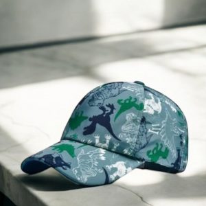Casquette ENFANT en coton bleue à motif dinosaures