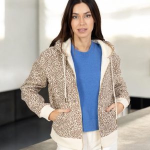 Veste en coton à capuche imprimé léopard