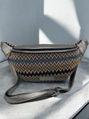 Sac banane simili cuir et tissu argenté – Image 9