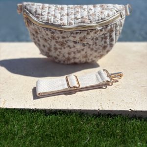Sac banane en coton matelassé liberty fleuri beige taupe