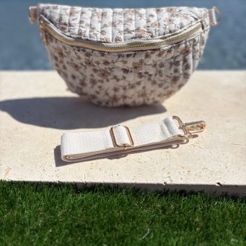 Sac banane en coton matelassé liberty fleuri beige taupe