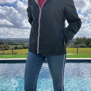 Laura Jo - Imperméable réversible court garnissage ouate mi-saison vert forêt / doré