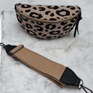 Sac banane une poche en toile de jute léopard noir