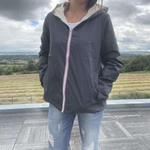 Laura Jo - Imperméable réversible court sans garnissage ouate mi-saison couleur noir/doré
