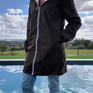 Melya Melody - Manteau léger long réversible imperméable kaki marron doré - Curvy
