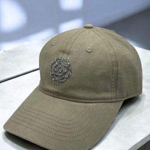 Casquette en coton beige avec logo en strass