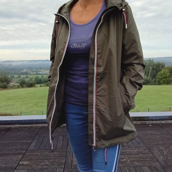 Laura Jo – Impermeable mi-long mi-saison couleur kaki
