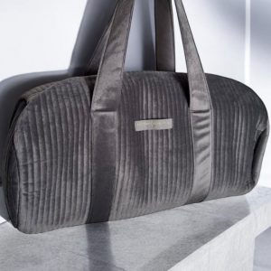 Sac polochon en velours matelassé gris 'La ptite cachotiere'