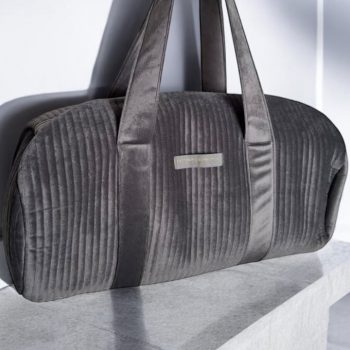 Sac polochon en velours matelassé gris 'La ptite cachotiere'