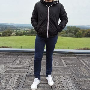 Laura Jo - Manteau imperméable noir HOMME fourré court, doublé en sherpa blanc