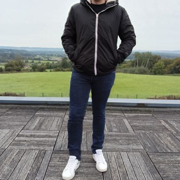 Laura Jo - Manteau imperméable noir HOMME fourré court, doublé en sherpa blanc
