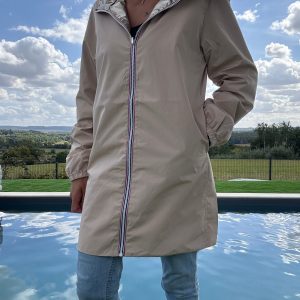 Melya Melody - Manteau long réversible et imperméable beige doré