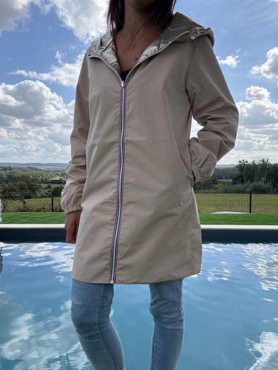 Melya Melody - Manteau long réversible et imperméable beige doré