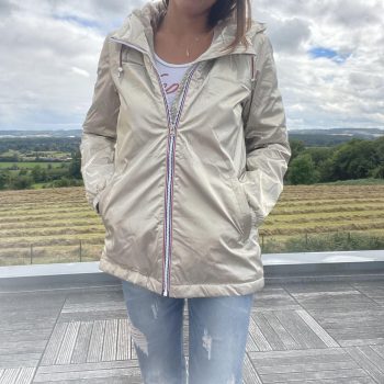 Laura Jo - Imperméable mi long doublé en fausse fourrure cordon tricolore couleur doré