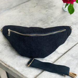 Sac banane velours cotelé noir