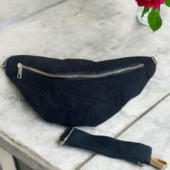 Sac banane velours cotelé noir