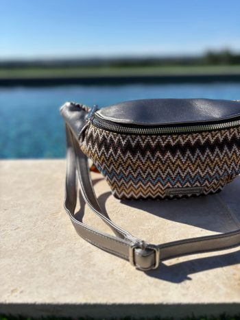 Sac banane simili cuir et tissu argenté – Image 2