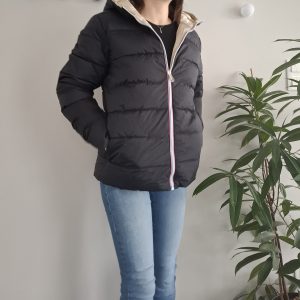 Doudoune manteau imperméable court réversible matelassé noir doré