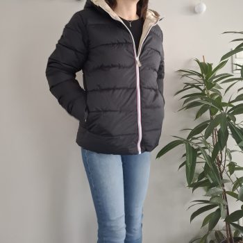 Doudoune manteau imperméable court réversible matelassé noir doré