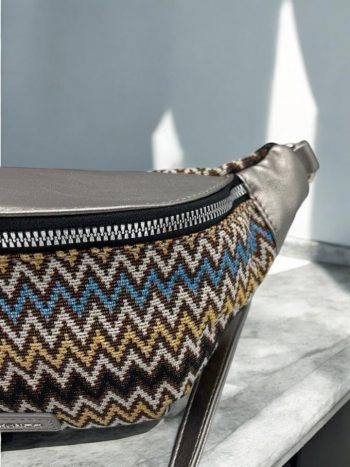 Sac banane simili cuir et tissu argenté – Image 10