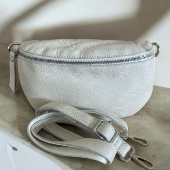 Sac banane en cuir mat italien couleur blanc écru