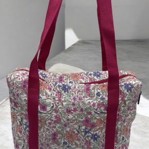 Sac week end voyage coton matelassé liberty rose fuschia