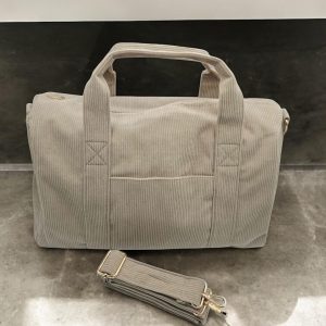 Sac week-end polochon beige effet velours cotelé avec sangle unie