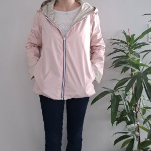 Laura Jo - Imperméable réversible court sans garnissage ouate couleur rose nude/doré