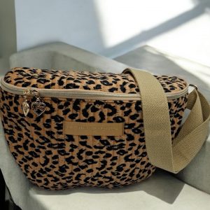 Sac banane en velours côtelé léopard camel noir « La Ptite cachottière »