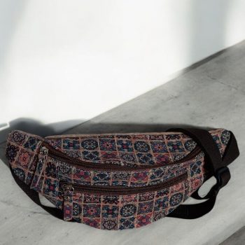 Sac banane en liège motifs « mosaïque » - 2 poches