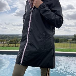 New Lolo - Imperméable réversible long sans garnissage ouate couleur noir/léopard